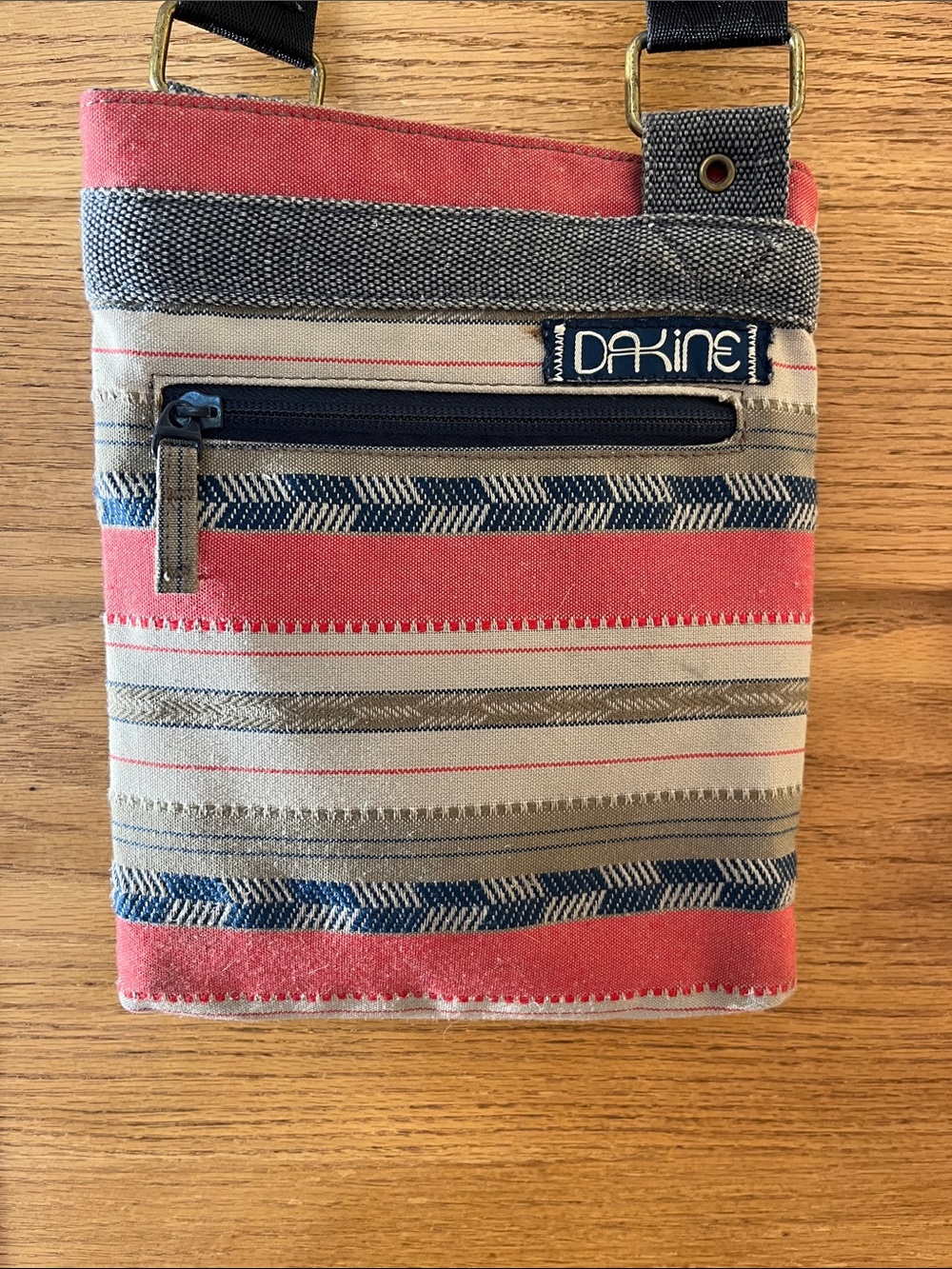 Dakine Stripe Crossbody Bag — Coral, Navy & Tan